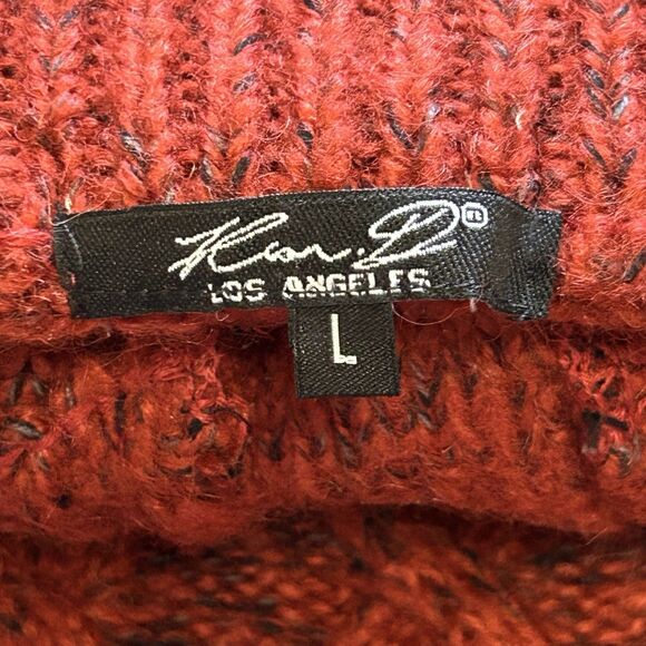 Fisherman Cable Knit Sweater Mens L Chunky 1/4 Button Mock Neck - Picture 4 of 9